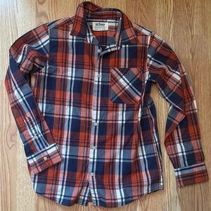 Urban Pipeline Kids' Plaid Button-Down Shirt - Orange and NavyXL